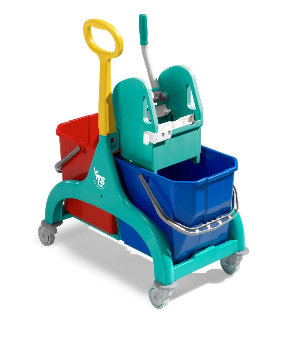 Double bucket cleaning trolley used for hospital floor care at Dhanya Speciality Hospital, Rajapalayam