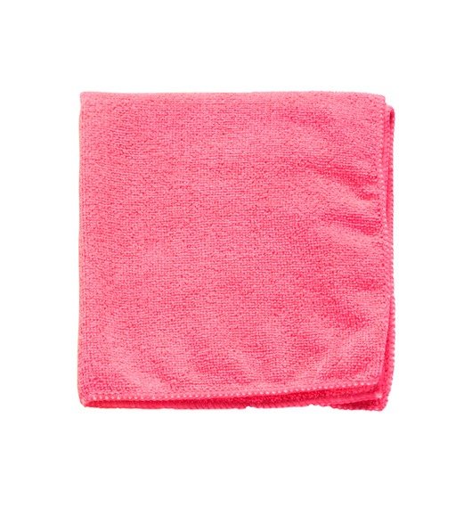 Pink microfiber cleaning cloth at Dhanya Speciality Hospital