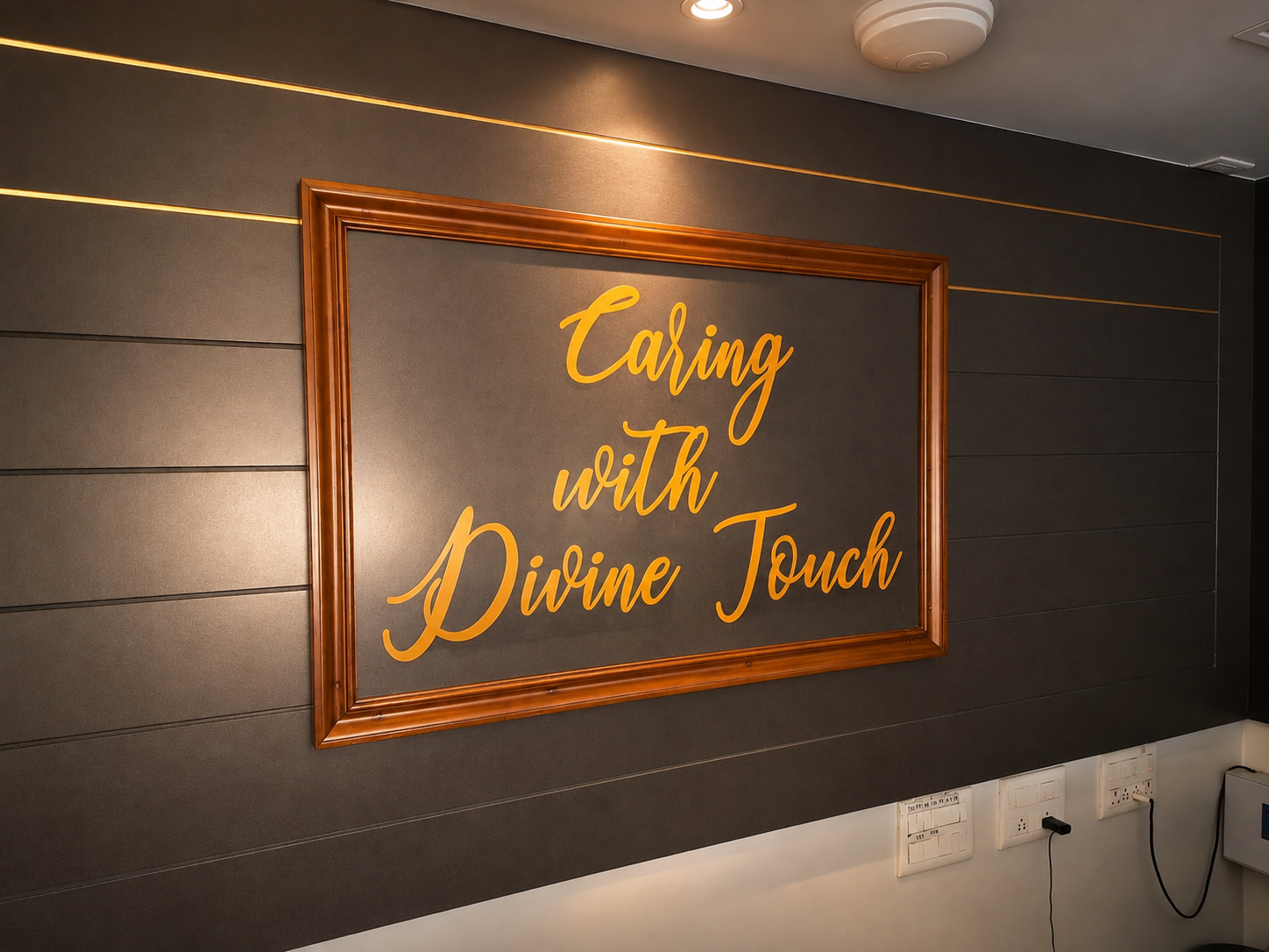 Dhanya Speciality Hospital caring with divine touch signage