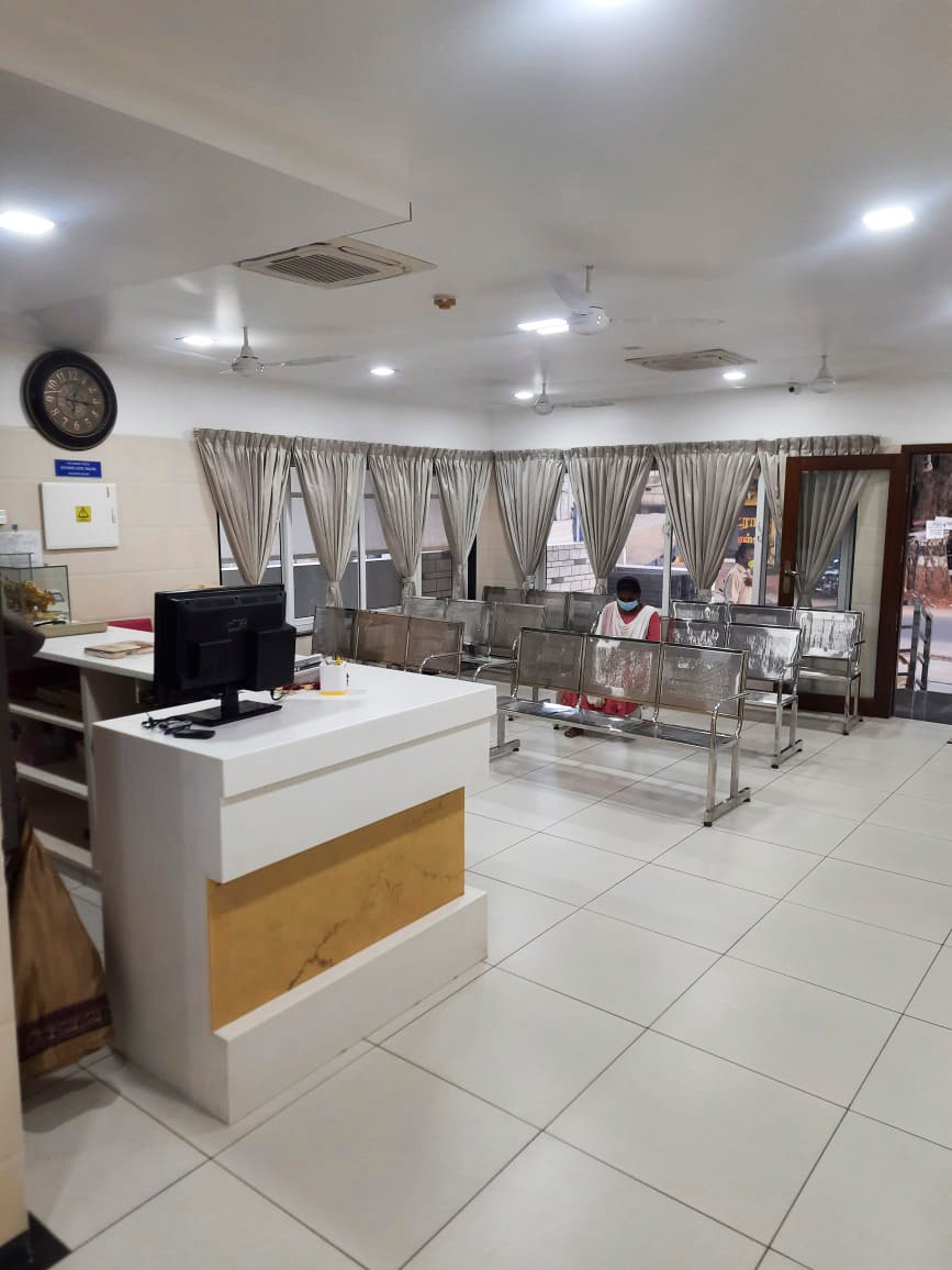 Dhanya Speciality Hospital reception desk area